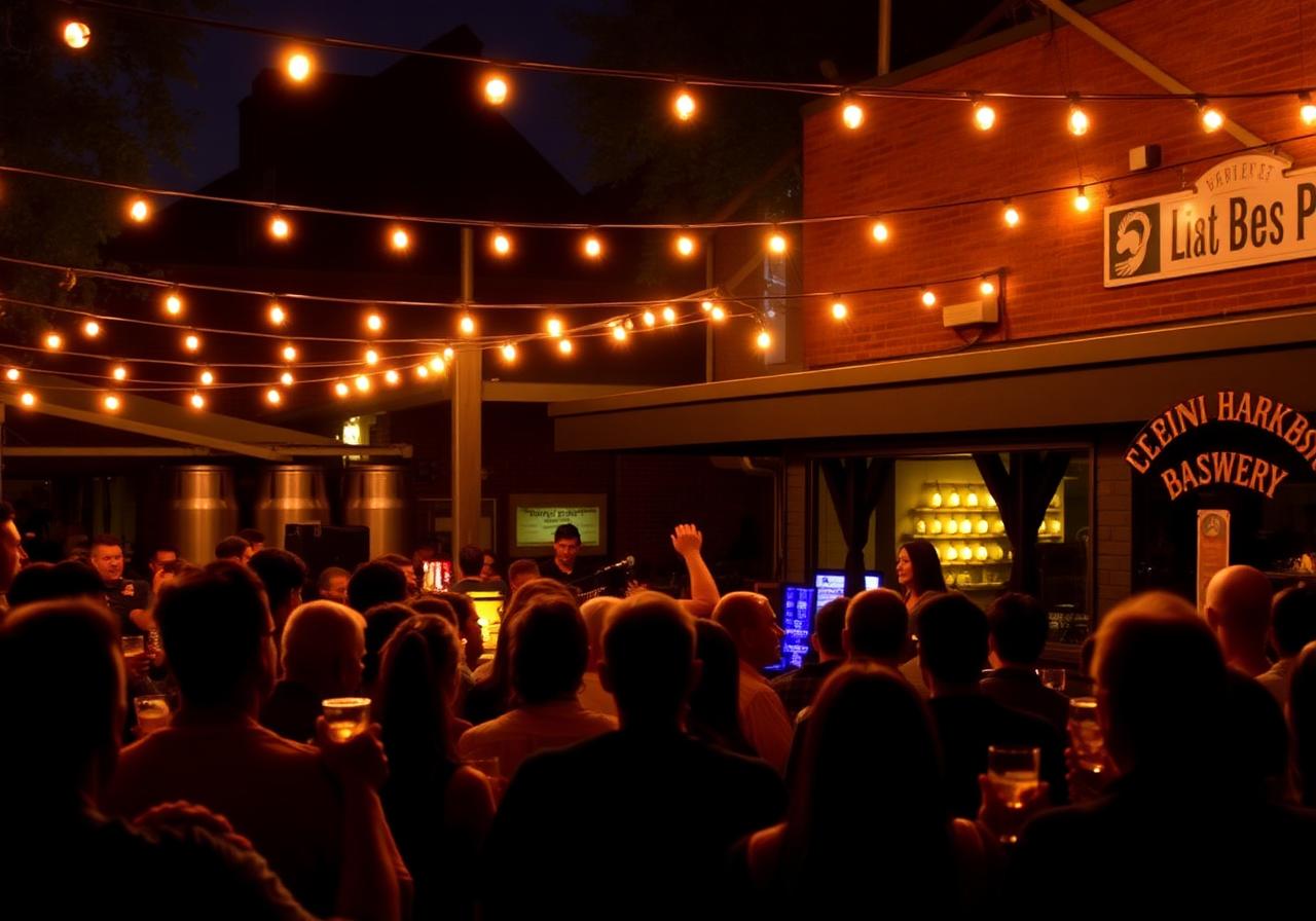 Live music at a brewery beer garden